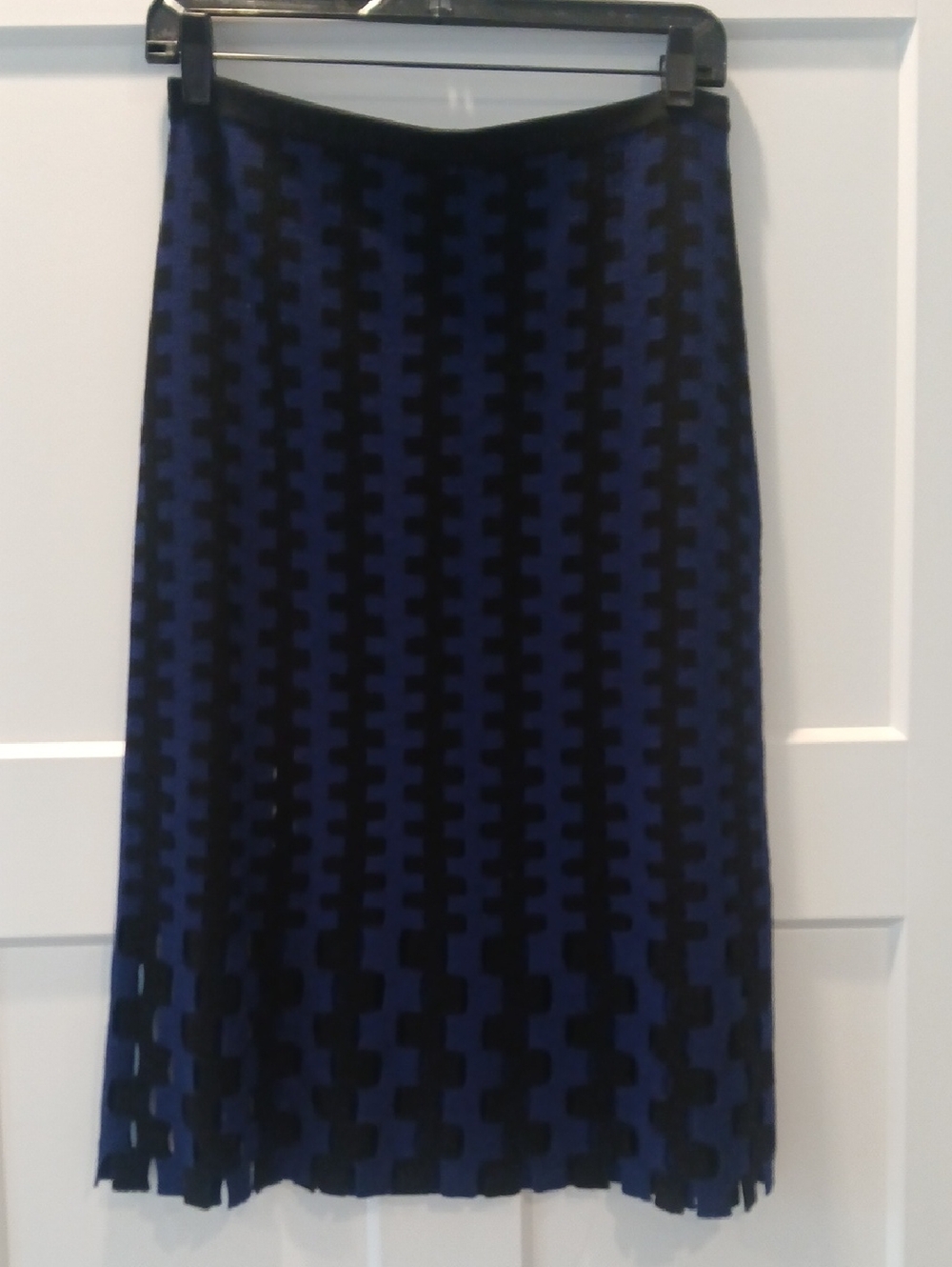 Diane Von Furstenberg Purple and Black Geometric Midi Skirt